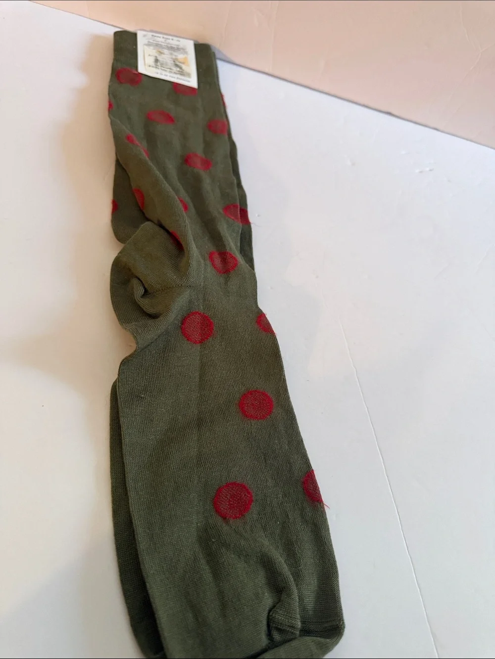 Dapper Classics Men’s Dress Socks Olive Green Red Polka Dot Mercerized Cotton